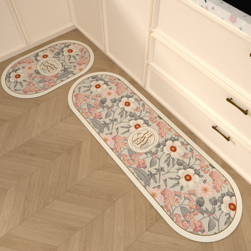 Floral Pattern Decorative Kitchen Mat