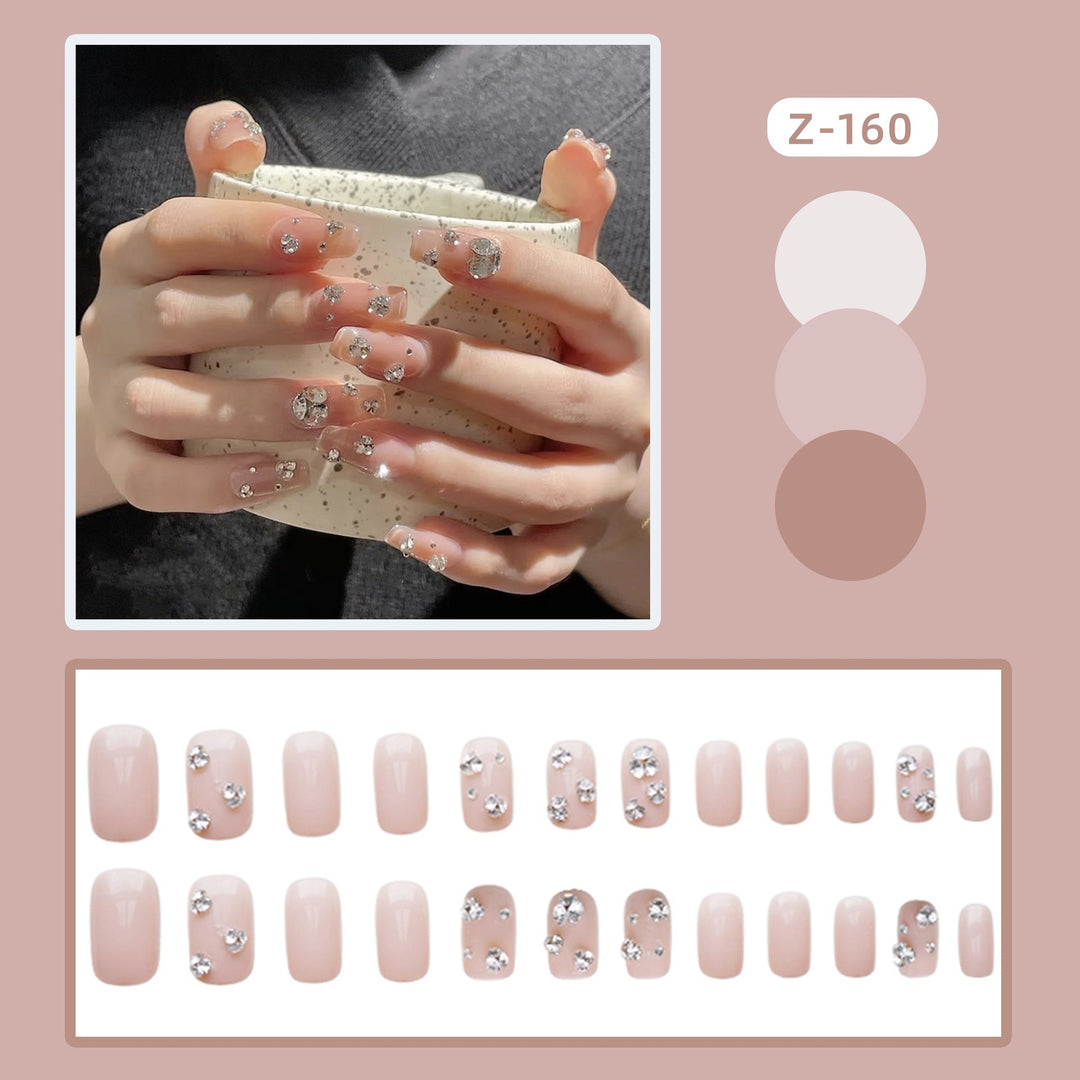 Glamorous Rhinestone-Decorated Press-On Nails Kalsten
