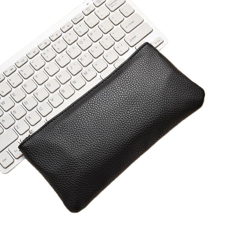 Textured Leather Zippered Pencil Case Kalsten
