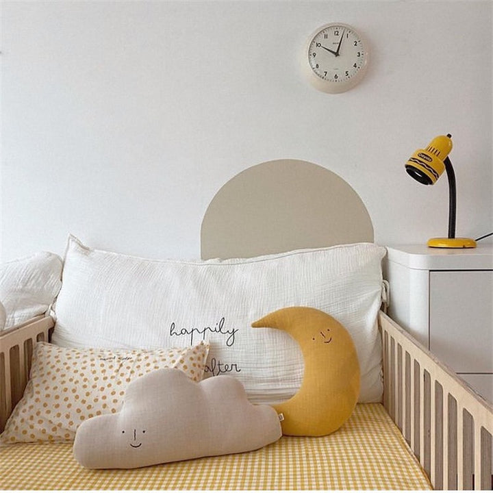 Plush Crescent Moon Decorative Pillow Cushion with Embroidered Face