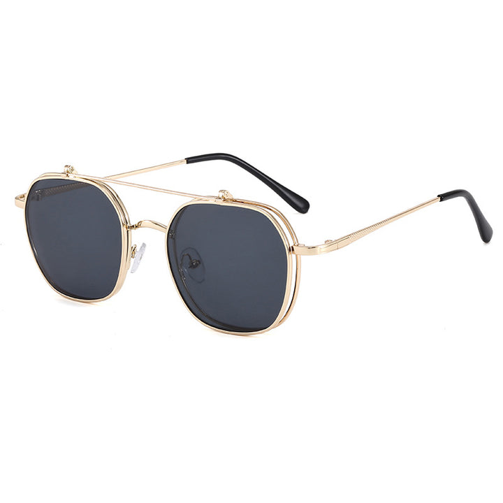 Women's geometric oversized sunglasses with elegant golden frame Kalsten