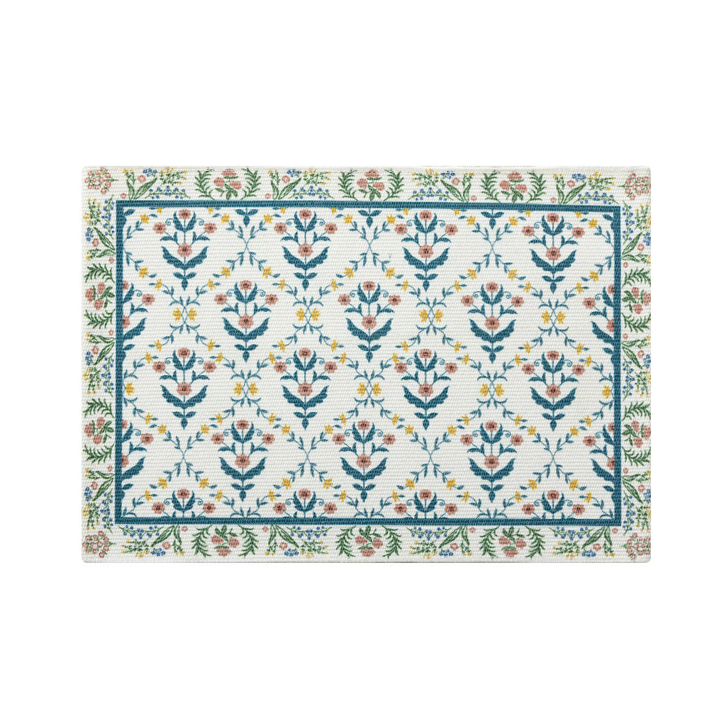 Floral woven bath mat with jacquard structure, absorbent cotton surface and non-slip underside Kalsten