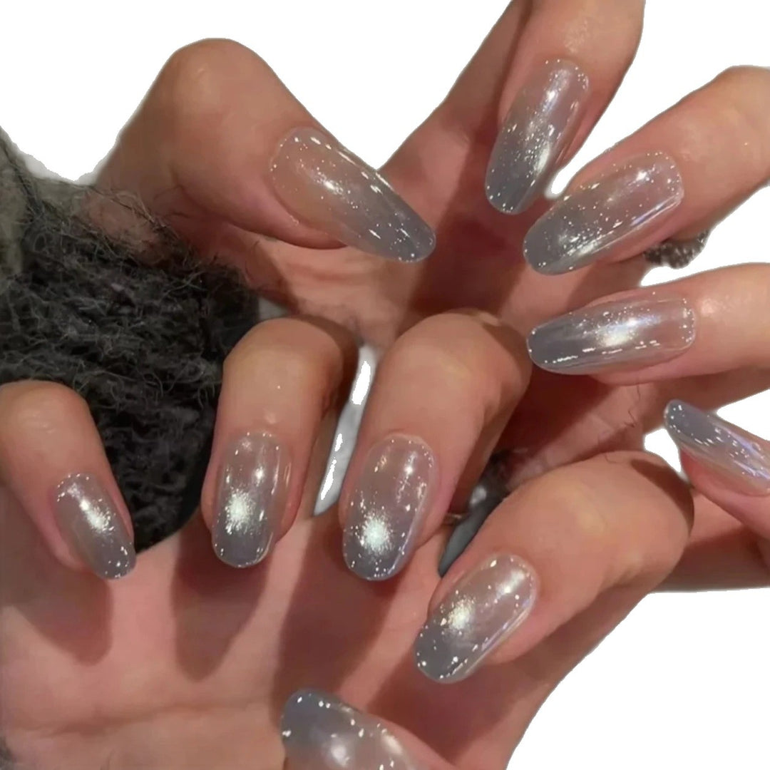 Decorative Ombre Nail Extensions with Glitter