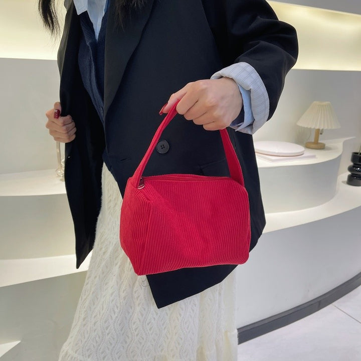 Plush shopping bag with modern ribbed design Kalsten
