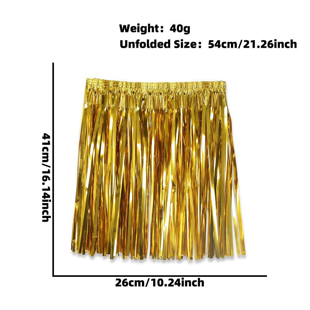 Women's nan metallic foil fringe hula skirt with elastic waistband party costume Kalsten