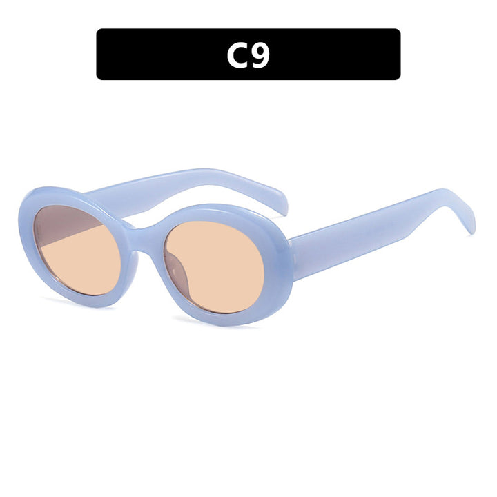 Women's fashionable sunglasses in original oval design with transparent frame and UV protection Kalsten