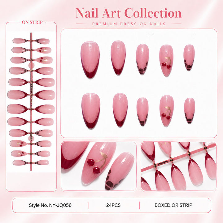 Elegant artificial nails with cherry design Kalsten
