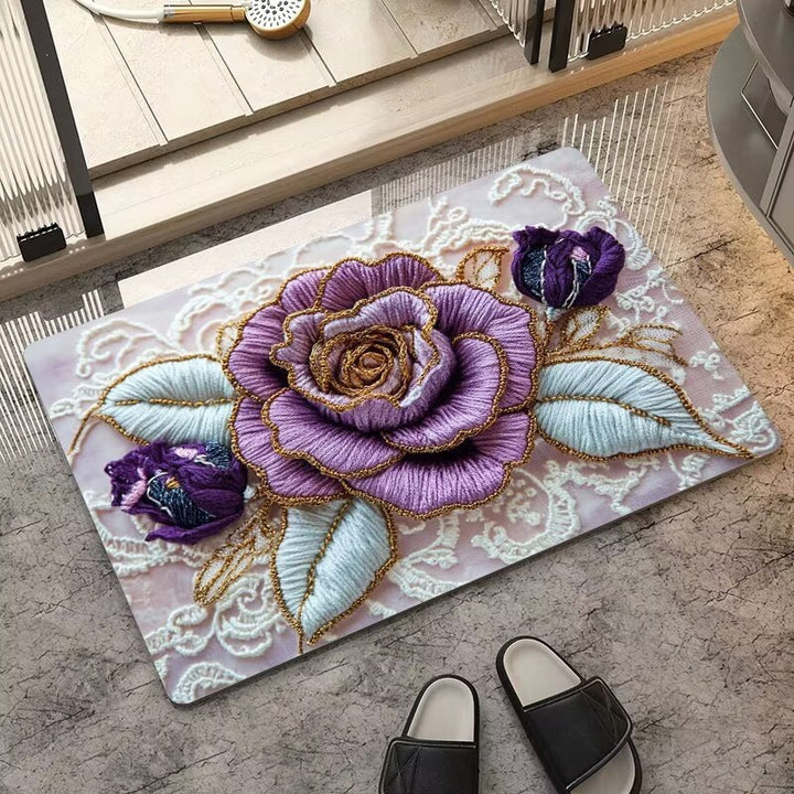 Luxurious Embroidered Floral Area Rug Kalsten