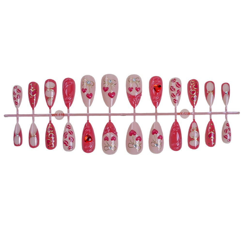Romantic Heart-Themed Press-On Nail Set Kalsten