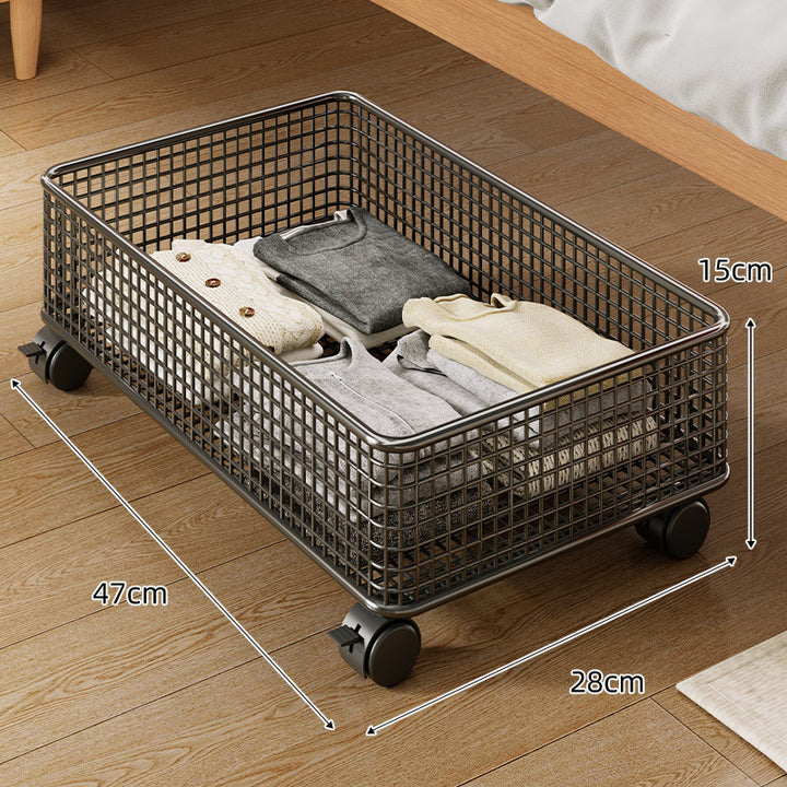 Low-Profile Underbed Metal Mesh Storage Basket