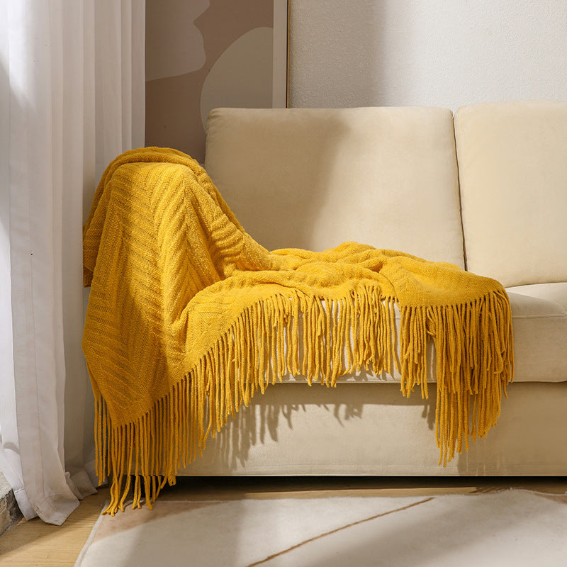 Cozy Knit Fringe Blanket Kalsten