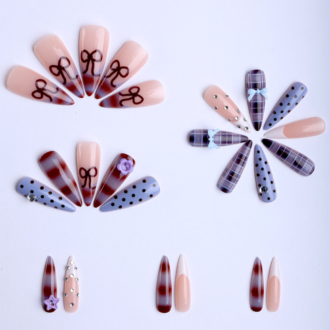 Artificial nails with creative 3D design and playful accents Kalsten