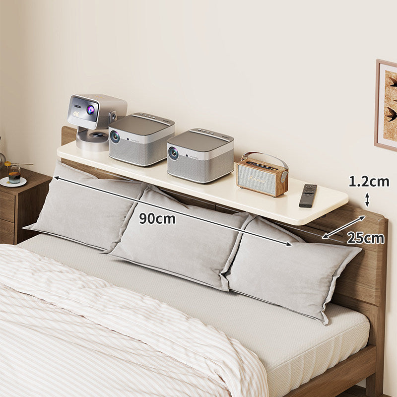 Headboard-Mounted Floating Bedside Shelf for Projectors and Devices