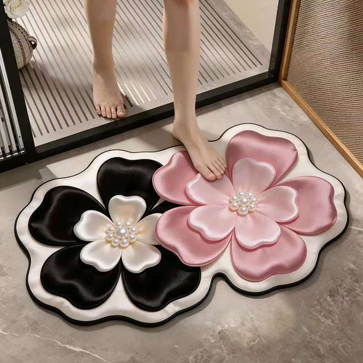 Elegant Floral Design Bath Mat