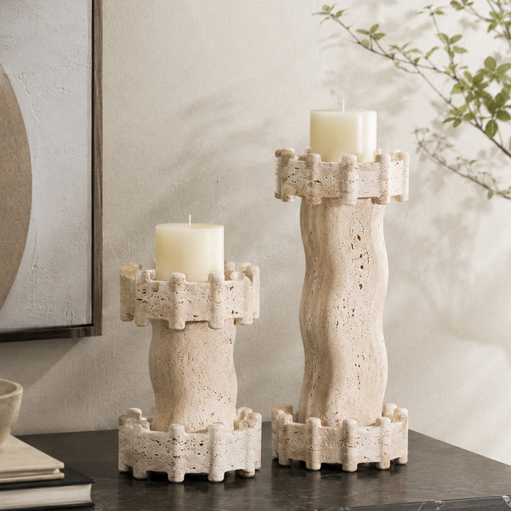 Contemporary Stone Decorative Candle Holders