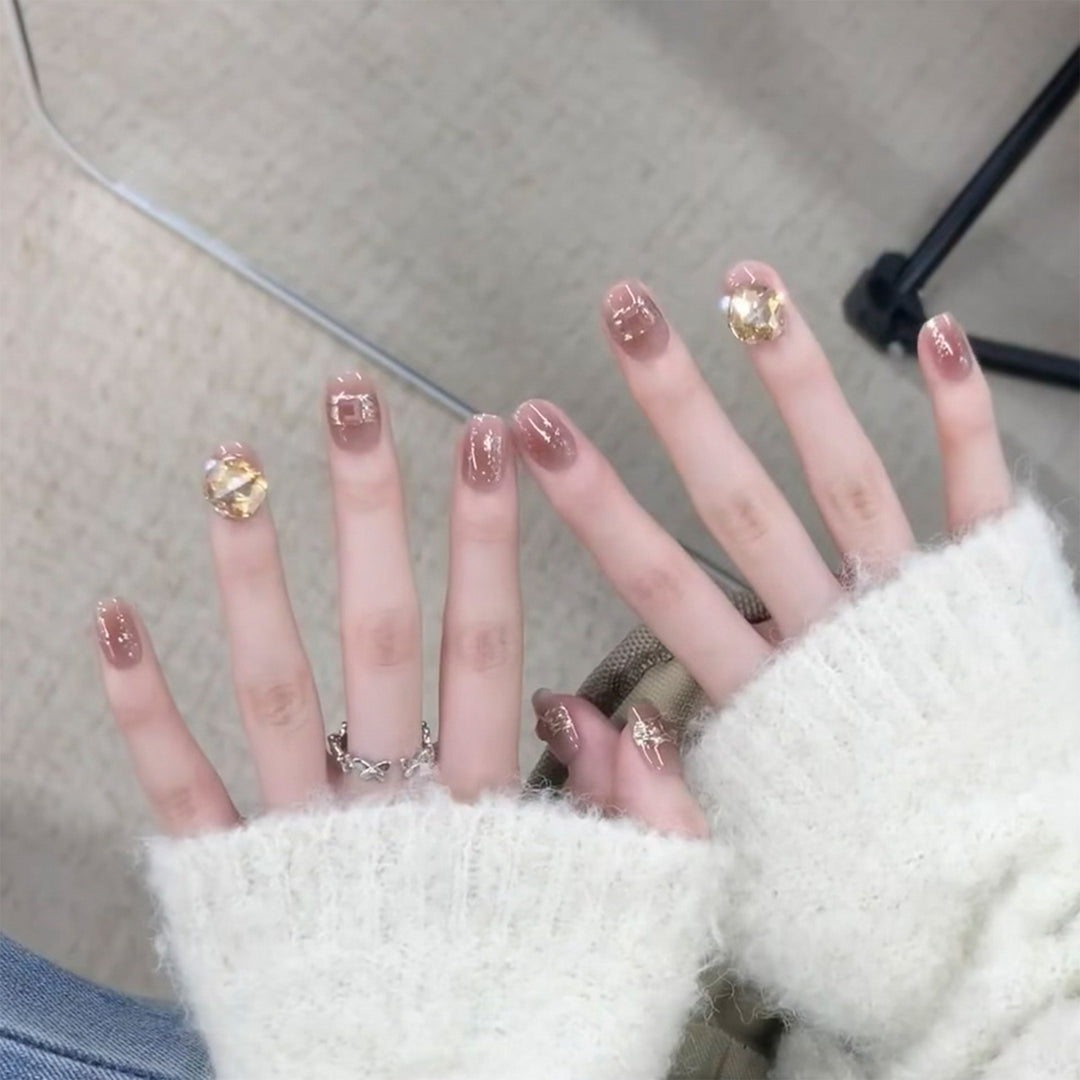 Artful Acrylic Nails with Glitter Design Kalsten