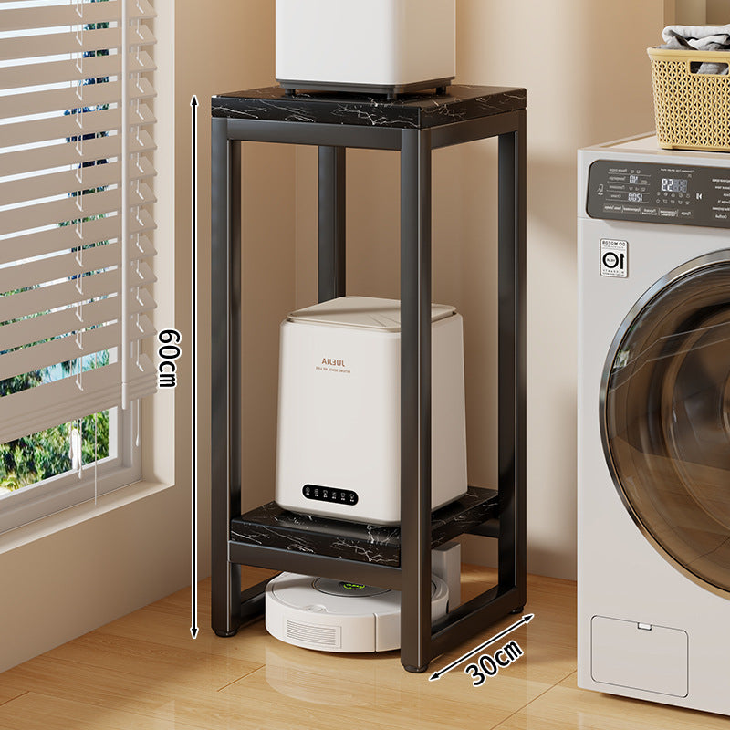 Narrow Two-Tier Metal Appliance Stand with Faux Marble Shelves