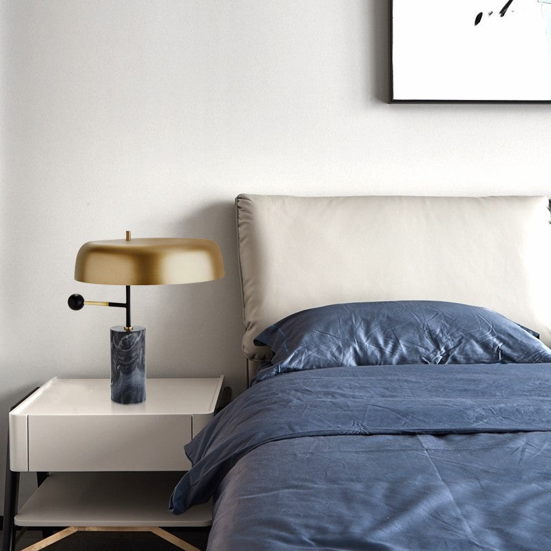 Stylish Table Lamp with Marble Base and Gold Accent