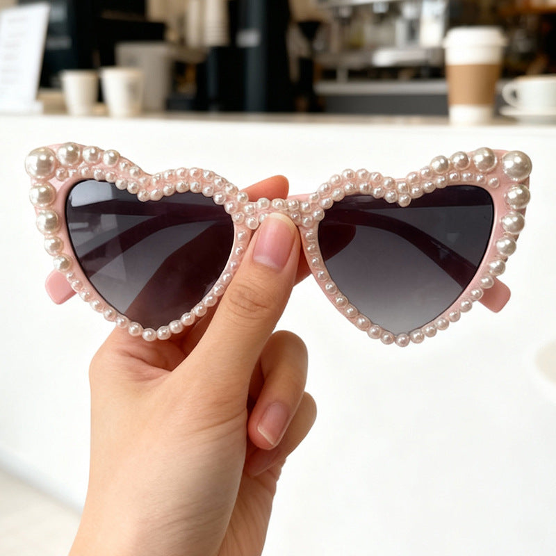 Heart-Shaped Pearl-Detail Sunglasses Kalsten