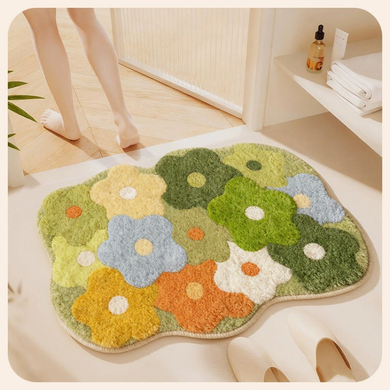Flower design bath mat