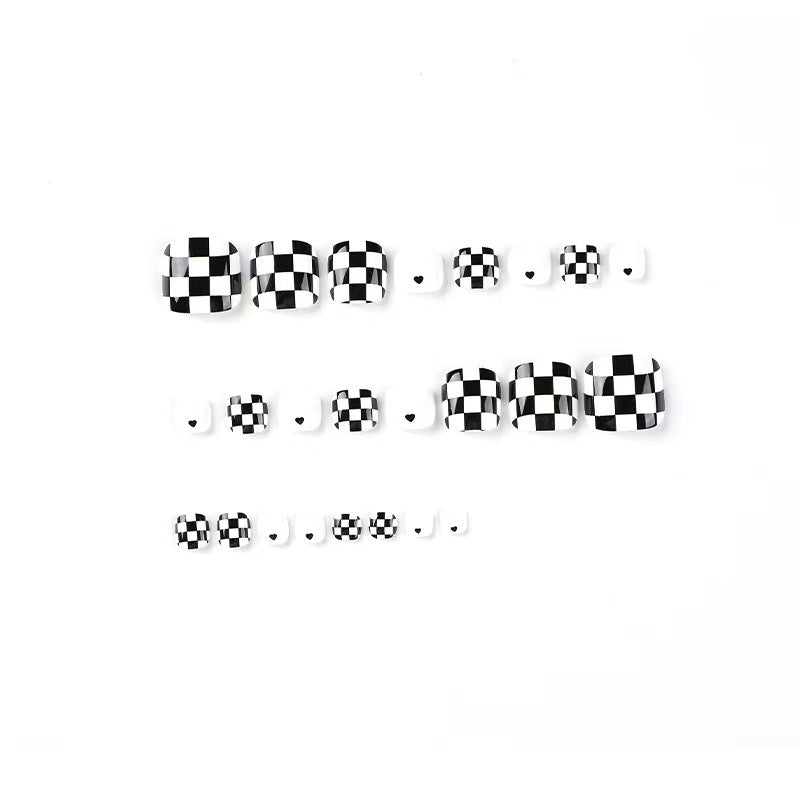 Stylish Checkerboard Pattern Artificial Nails Kalsten
