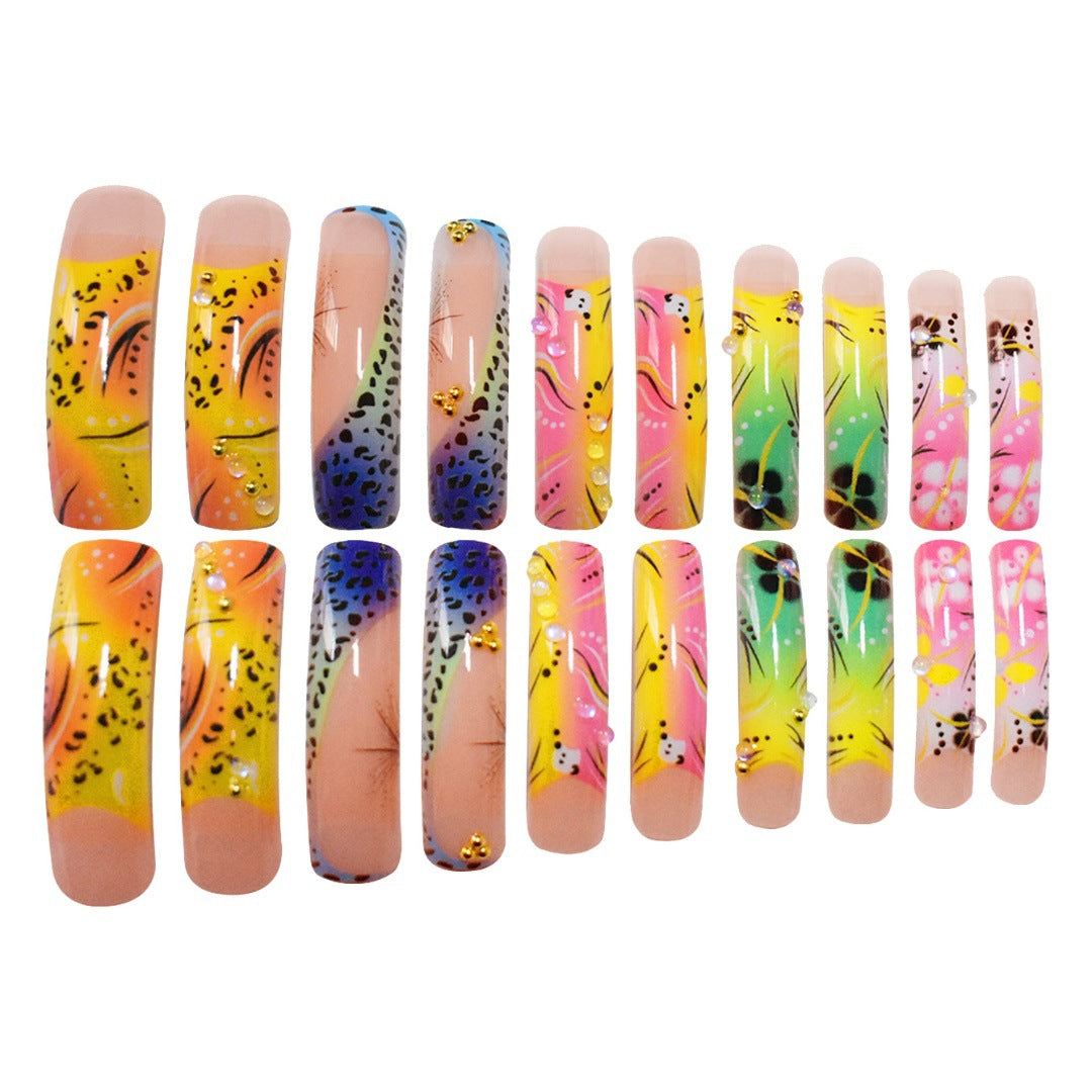 Artistic Long Press-On Nail Art Extensions Kalsten