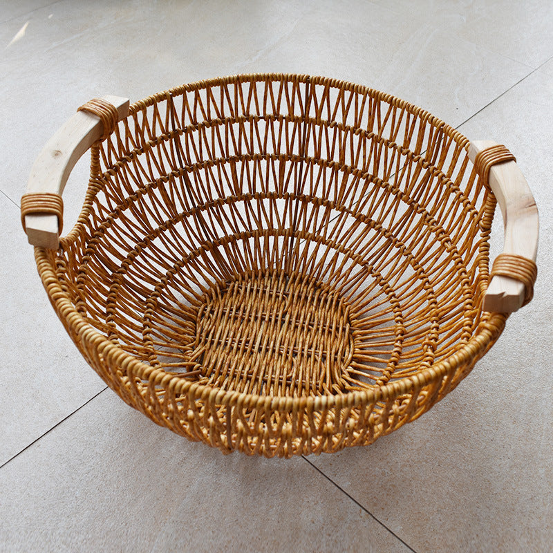 Handcrafted Woven Storage Basket with Wooden Handles Kalsten