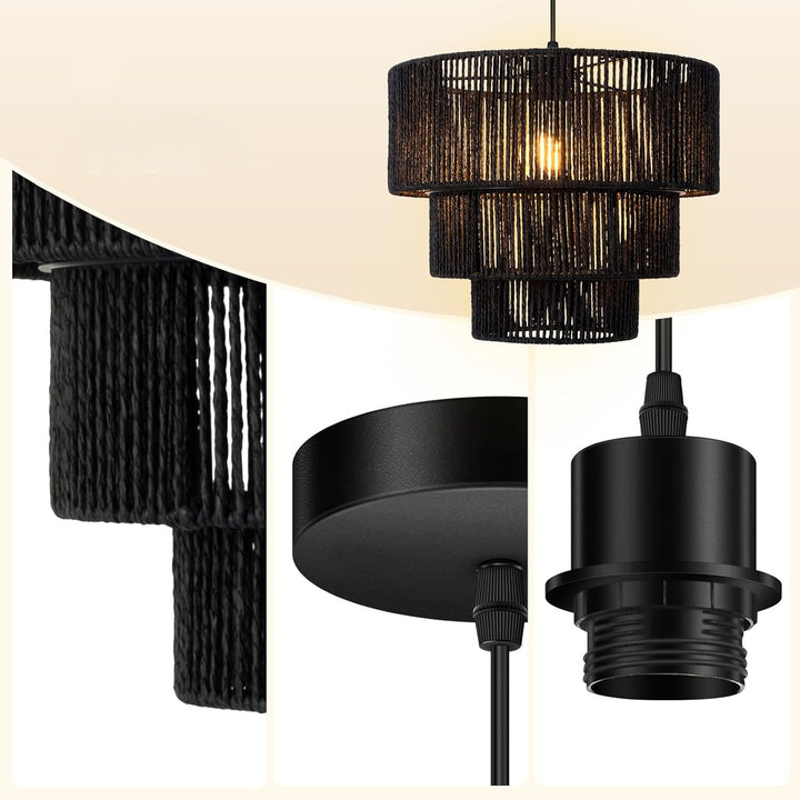 Elegant hanging lamp with rattan details Kalsten