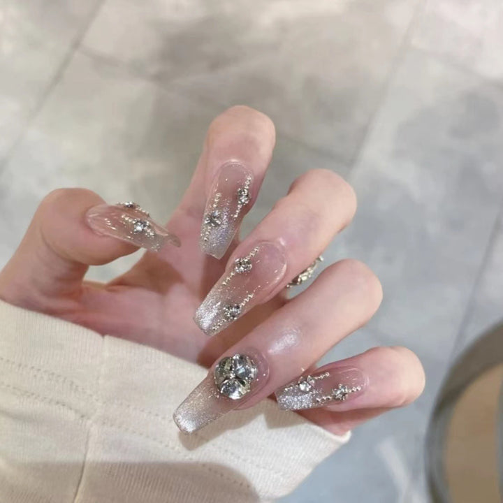 Decorative Press-On Nail Art with Glimmering Accents Kalsten