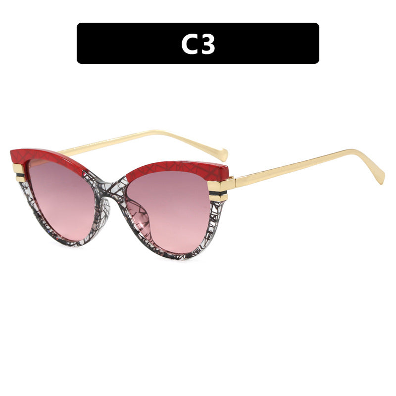 Ladies Cat-Eye Sunglasses with Elegant Plastic Frame and Golden Accents Kalsten