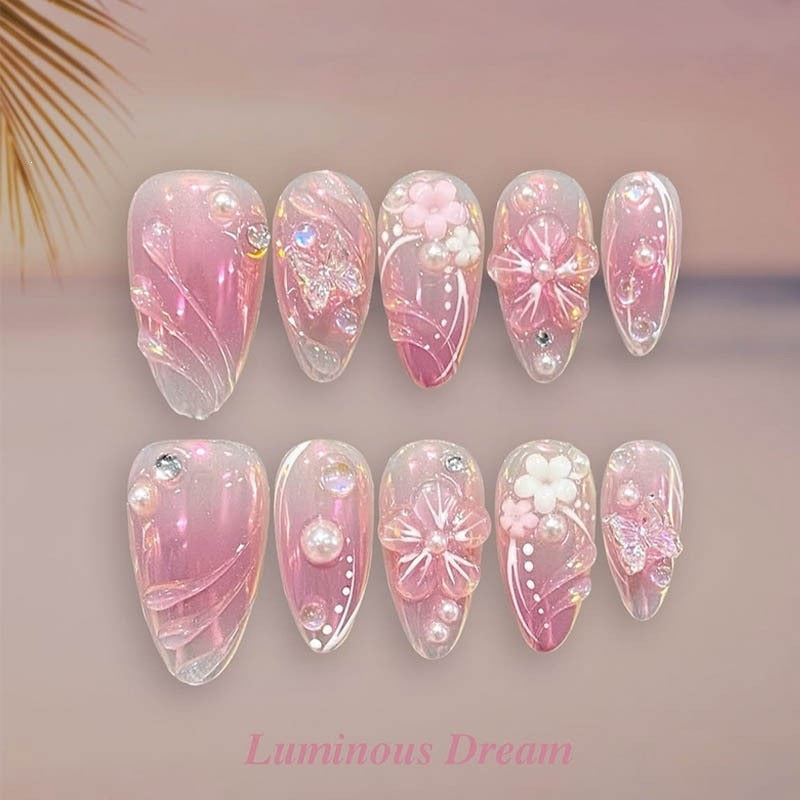 Artificial nail set with maritime motifs and colorful accents Kalsten