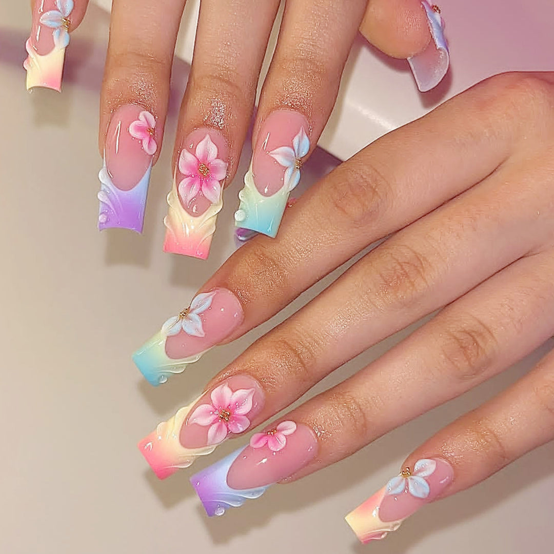 Elegant Floral Ombre Press-On Nail Set Kalsten