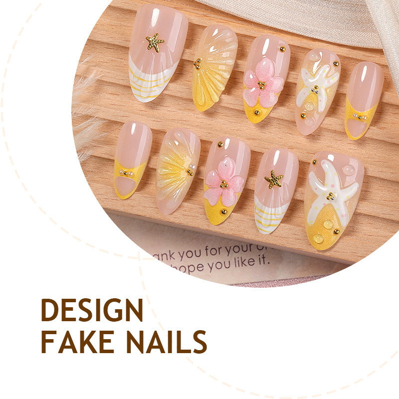 Artificial nail set with floral and maritime accents Kalsten