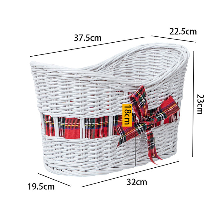 Decorative Woven Storage Basket with Festive Ribbon Kalsten