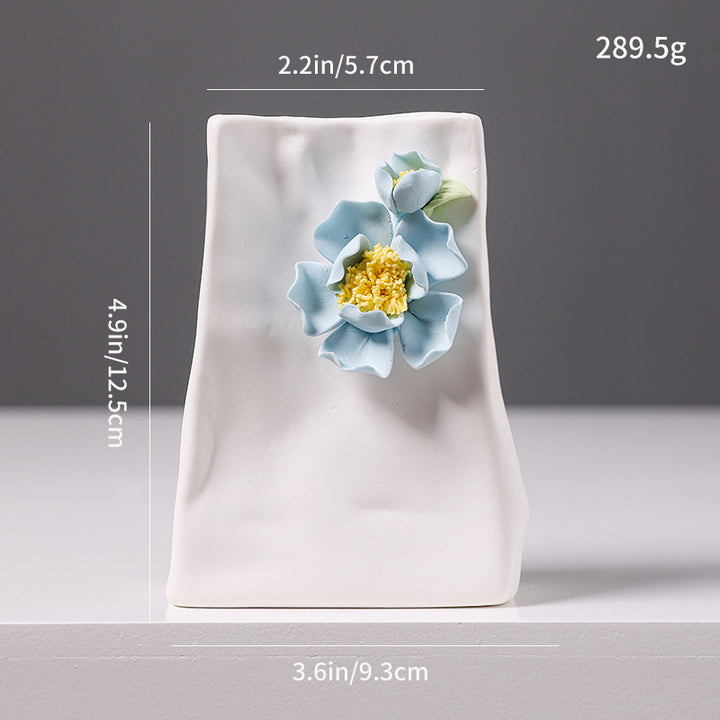 Decorative Floral Relief Ceramic Vase Kalsten