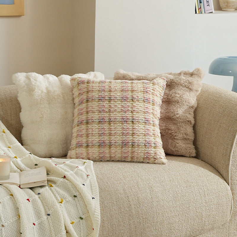 Square Boucle-Chenille Decorative Pillowcase with Soft Plush Texture Kalsten