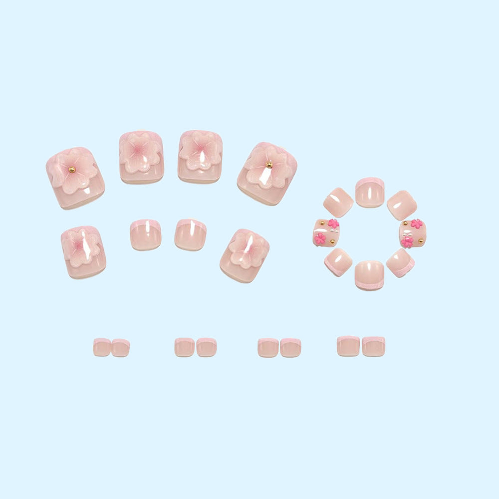 Artistic toenails with 3D flower appliqués Kalsten