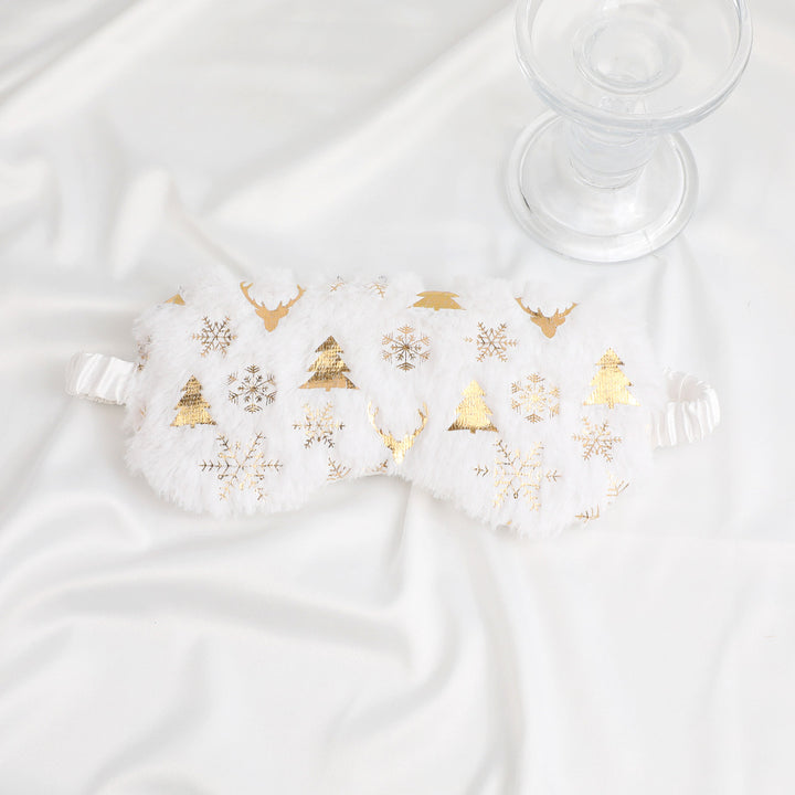 Unisex soft eye mask made of faux fur with festive motif embossing Kalsten