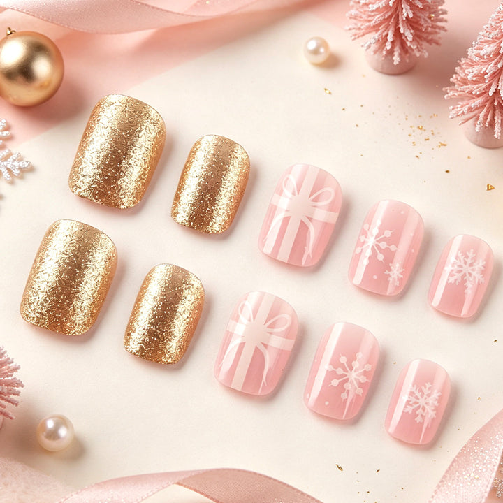 Festive Winter-Themed Press-On Nail Art Kalsten