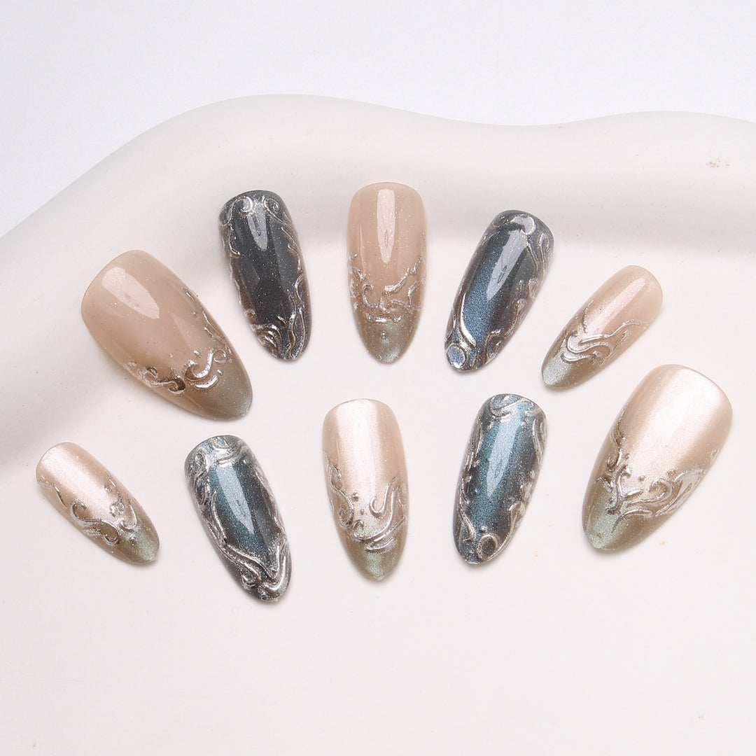 Elegant Glittering Press-On Nails Kalsten