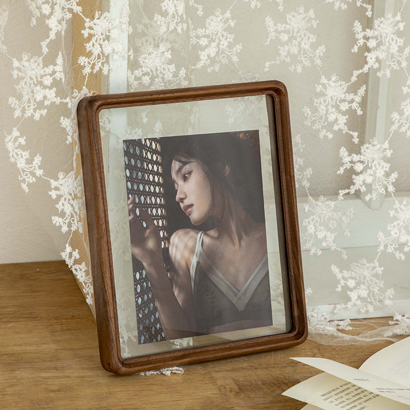 Vintage Glass and Wood Photo Frame