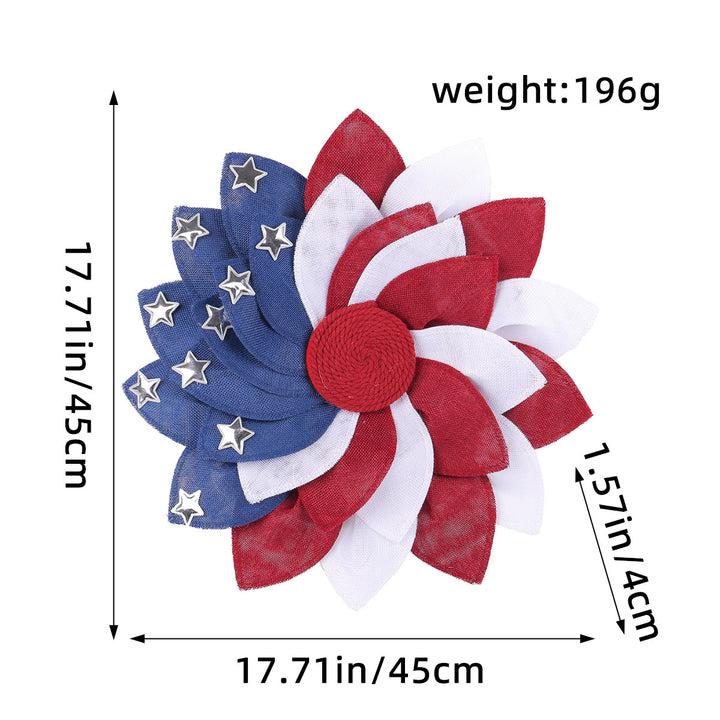 Unisex nan more patriotic door wreath made of layered fabric flowers with metal stars Kalsten