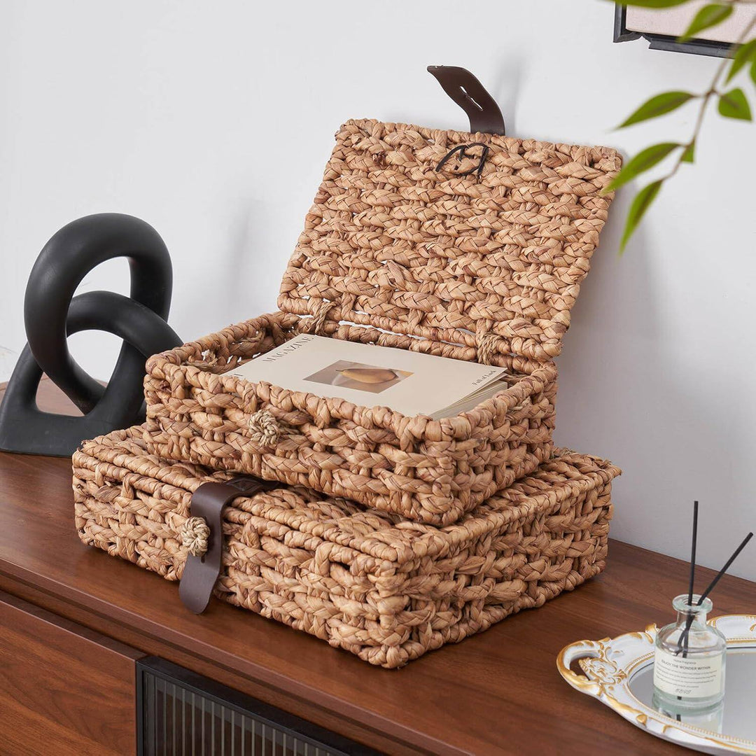 Handcrafted Storage Box Made of Braided Natural Material Kalsten