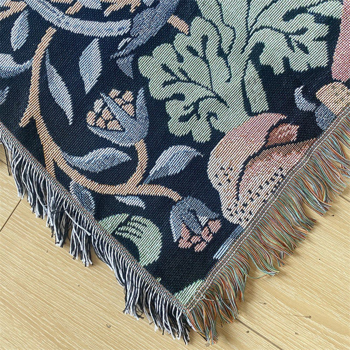 Woven Floral Tapestry Blanket