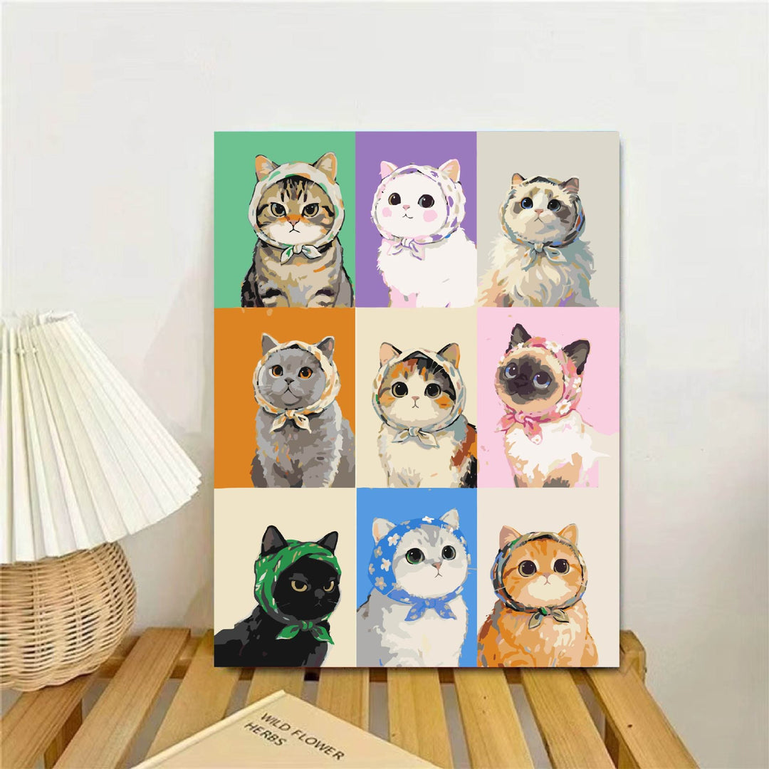 Cat-Themed Illustrated Wall Art Print Kalsten