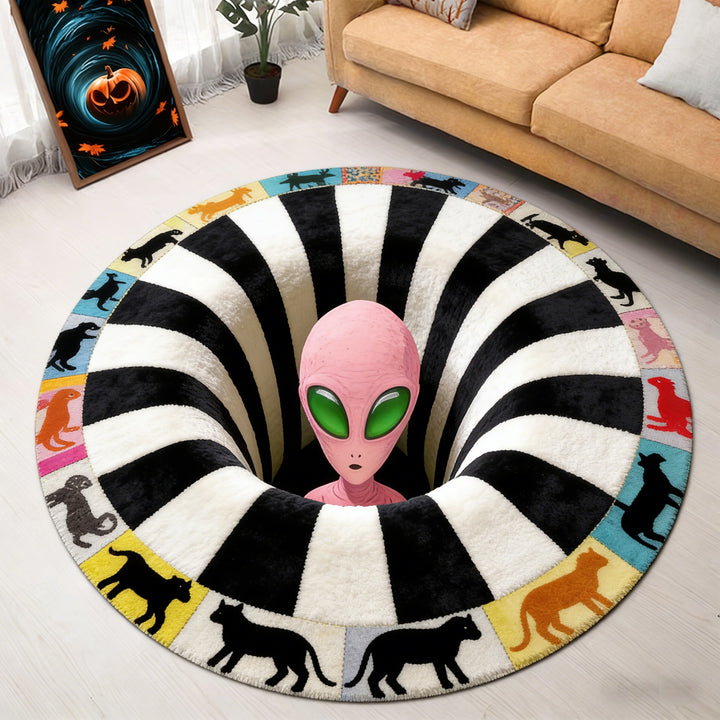Alien-Themed 3D Illusion Area Rug