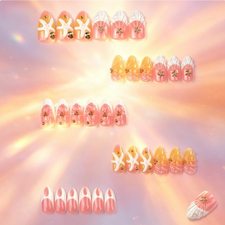 Artistic Press-On Nail Set with Unique Summer Designs Kalsten