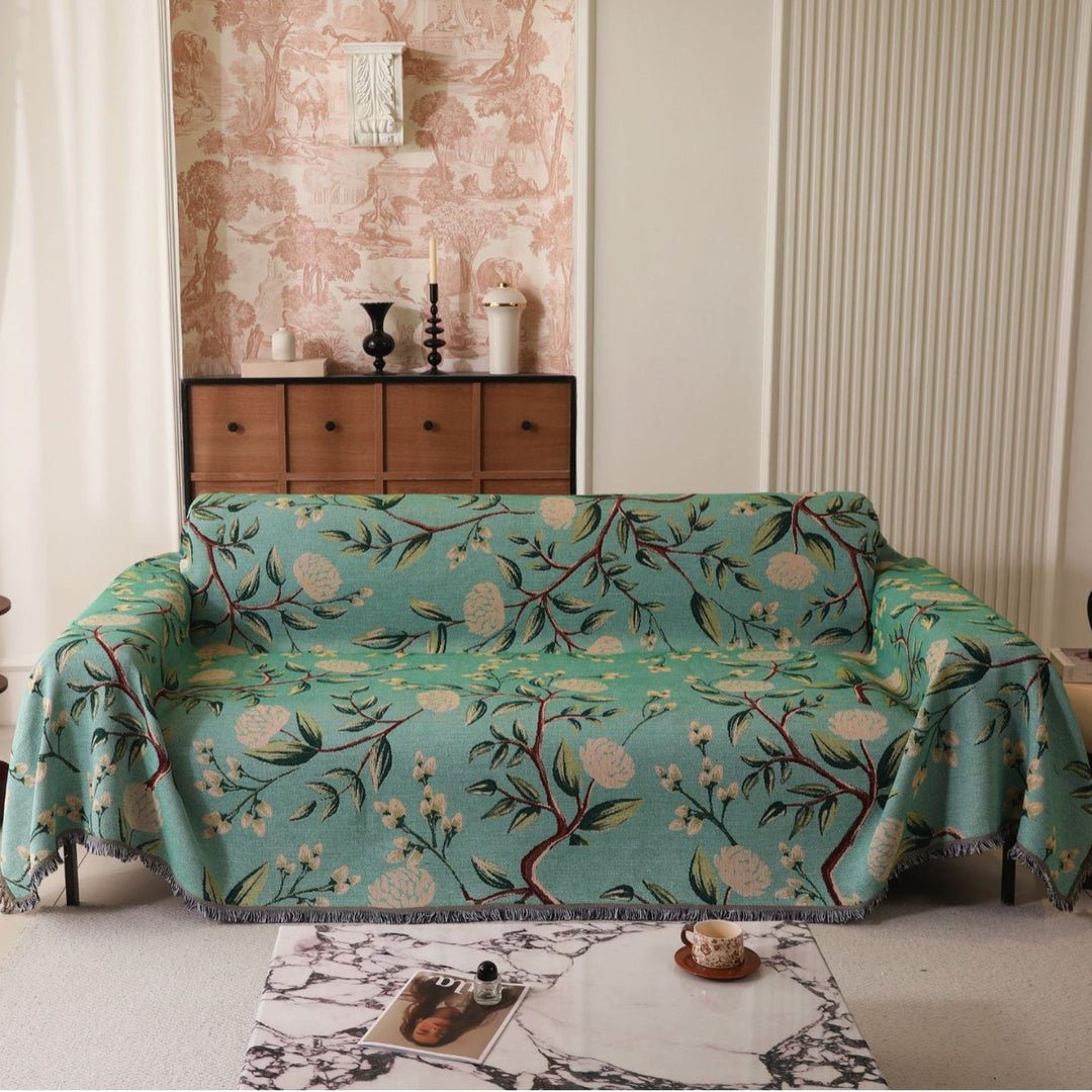 Artistic Floral Print Sofa Throw