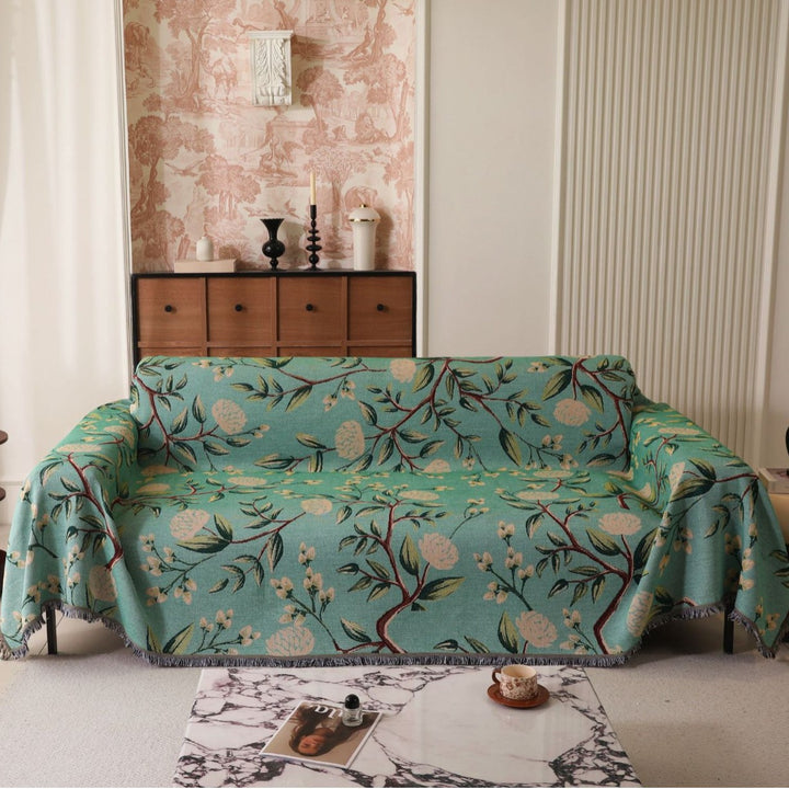 Artistic Floral Print Sofa Throw