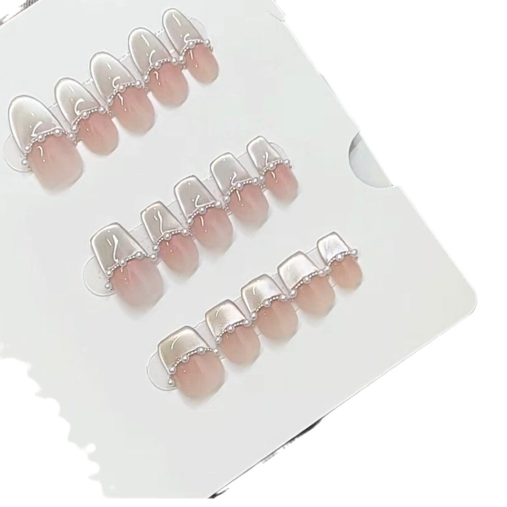 Elegant Press-On Nail Set with Pearl Accents Kalsten